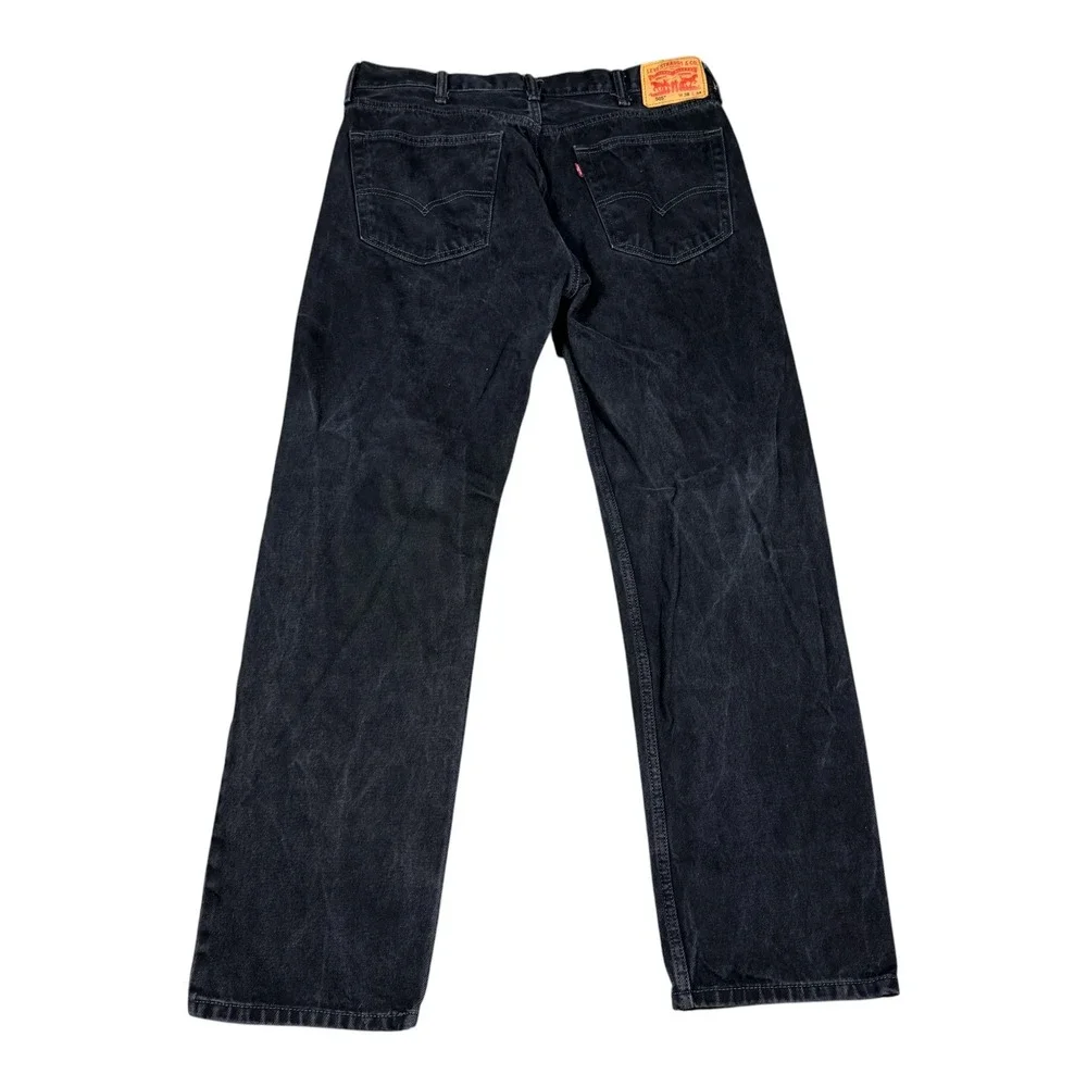 Levi's 505 Straight Leg Faded Black Cotton Denim Jeans Men's 38x34 (Fit 36x31.5)